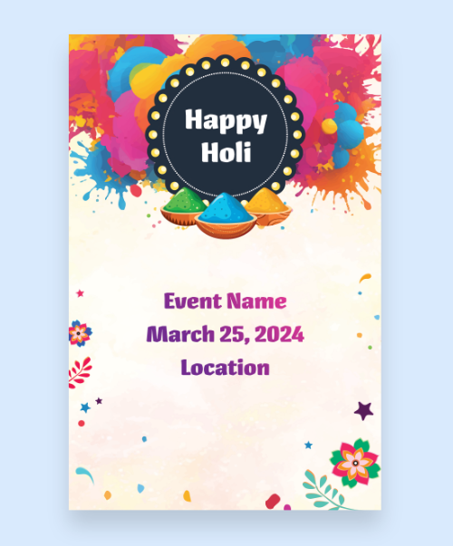 Holi festival flyer design demo.